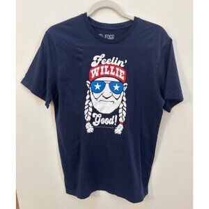 JedCo Feelin Willie Good T-Shirt Navy Blue Graphic Tee Medium Willie Nelson Fun